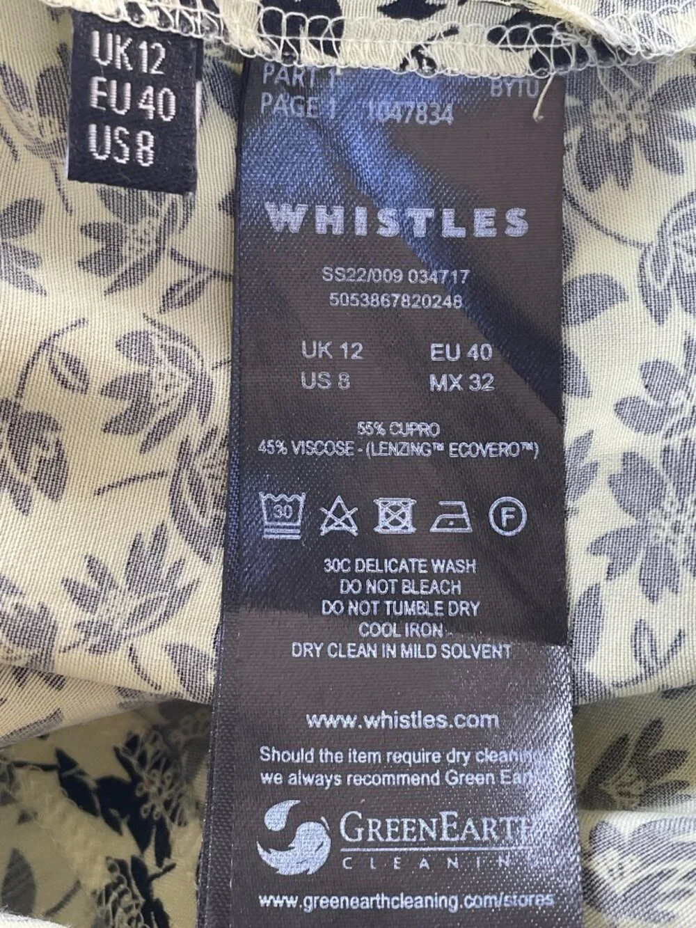 Whistles Cupro ECOVERO Floral Midi Skirt Front Slit A-Line US 8 - Picture 9 of 10